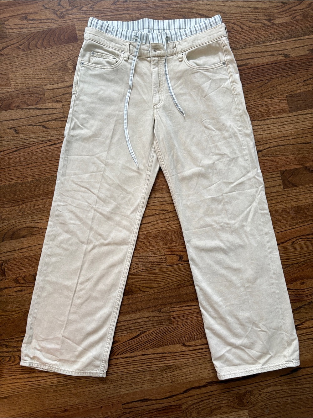 rag & bone Cream Drawstring Jeans - Picture 3 of 9